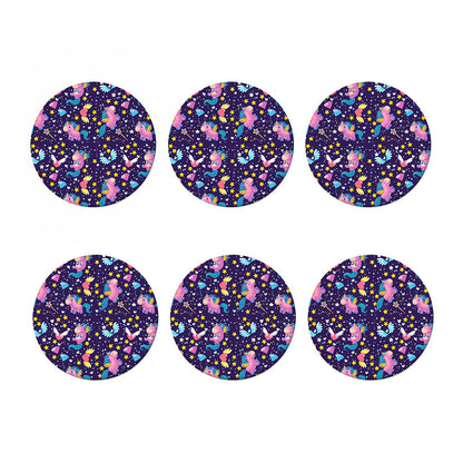 Cute Night Star Unicorn Pattern Print Coaster Set