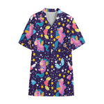 Cute Night Star Unicorn Pattern Print Cotton Hawaiian Shirt