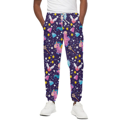 Cute Night Star Unicorn Pattern Print Cotton Pants