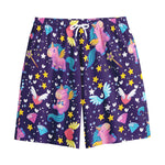 Cute Night Star Unicorn Pattern Print Cotton Shorts