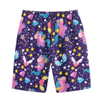 Cute Night Star Unicorn Pattern Print Cotton Shorts