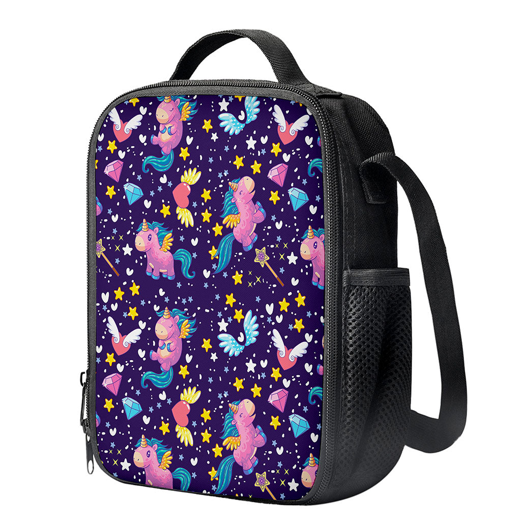Cute Night Star Unicorn Pattern Print Crossbody Lunch Bag