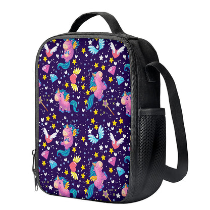 Cute Night Star Unicorn Pattern Print Crossbody Lunch Bag