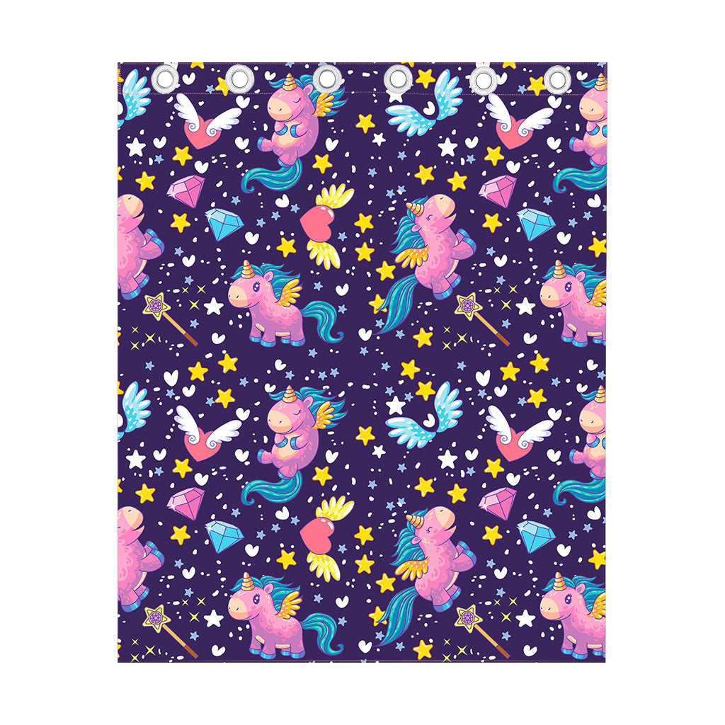 Cute Night Star Unicorn Pattern Print Curtain