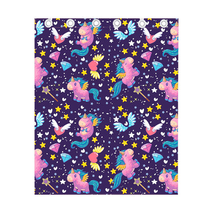 Cute Night Star Unicorn Pattern Print Curtain