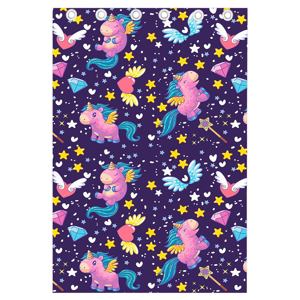 Cute Night Star Unicorn Pattern Print Curtain