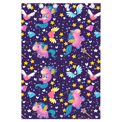 Cute Night Star Unicorn Pattern Print Curtain