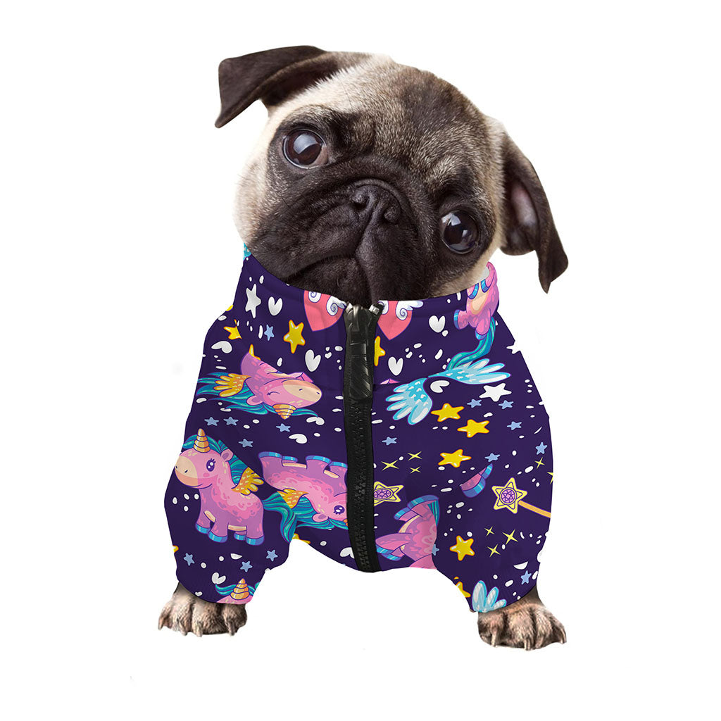 Cute Night Star Unicorn Pattern Print Dog Zip Up Jacket