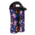 Cute Night Star Unicorn Pattern Print Double Neoprene Wine Tote