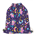 Cute Night Star Unicorn Pattern Print Drawstring Bag