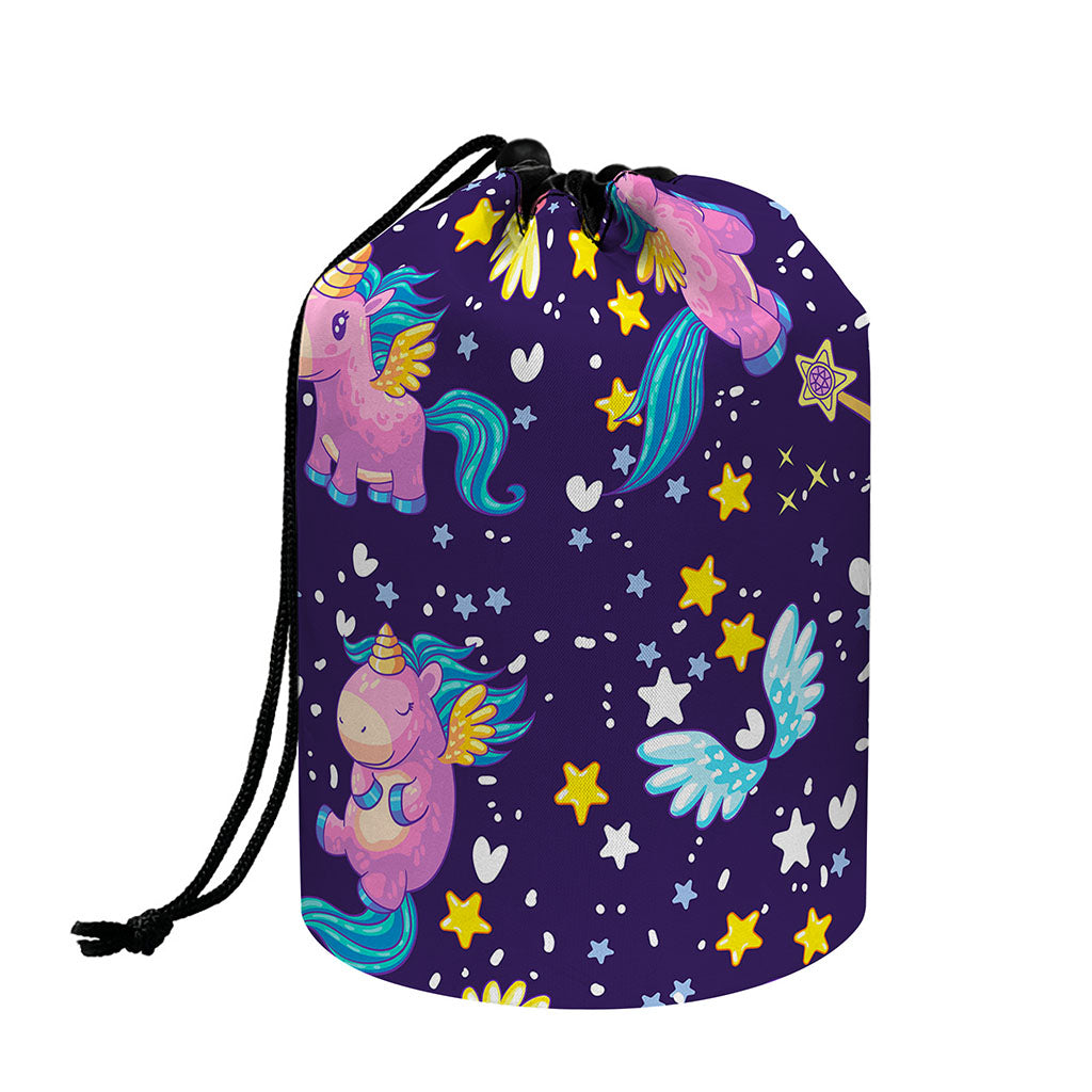 Cute Night Star Unicorn Pattern Print Drawstring Makeup Bag