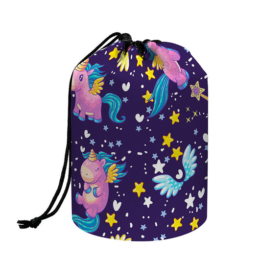 Cute Night Star Unicorn Pattern Print Drawstring Makeup Bag