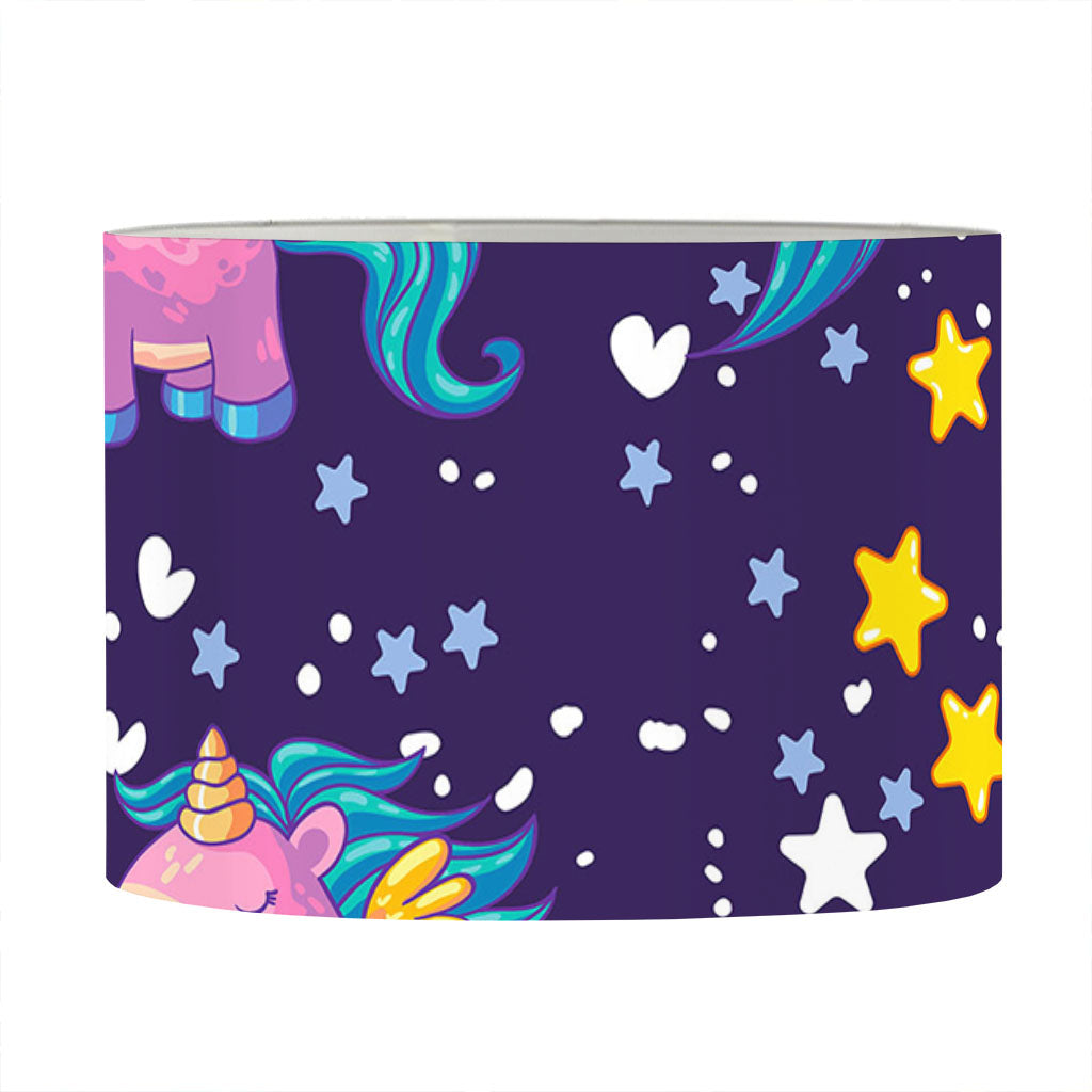 Cute Night Star Unicorn Pattern Print Drum Lamp Shade