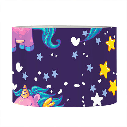 Cute Night Star Unicorn Pattern Print Drum Lamp Shade