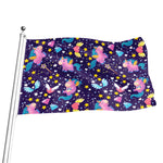 Cute Night Star Unicorn Pattern Print Flag