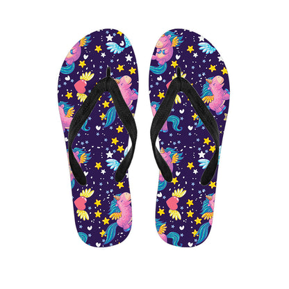 Cute Night Star Unicorn Pattern Print Flip Flops