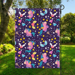 Cute Night Star Unicorn Pattern Print Garden Flag