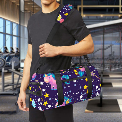 Cute Night Star Unicorn Pattern Print Gym Bag