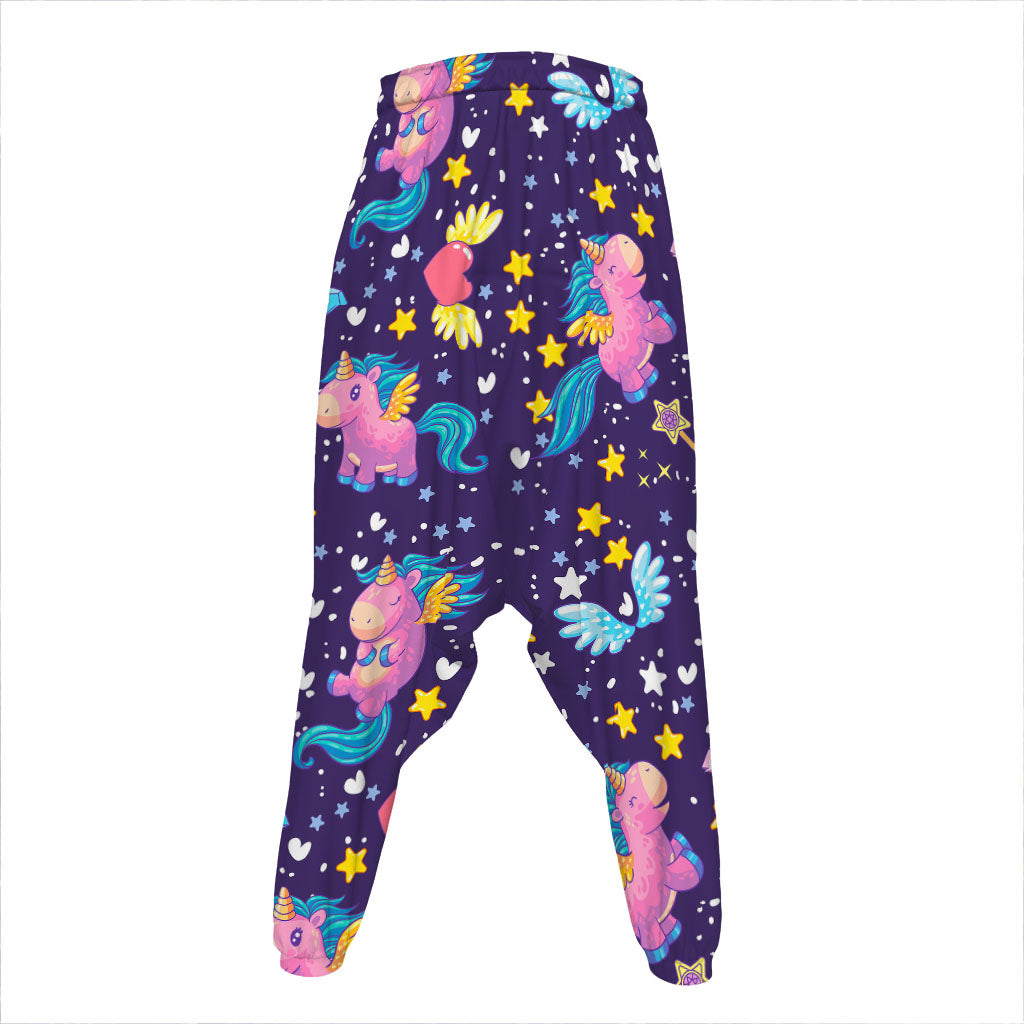 Cute Night Star Unicorn Pattern Print Hammer Pants