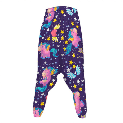 Cute Night Star Unicorn Pattern Print Hammer Pants