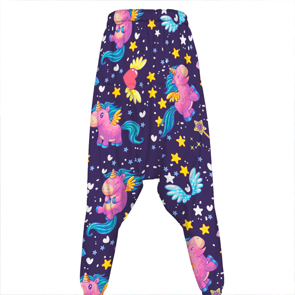 Cute Night Star Unicorn Pattern Print Hammer Pants