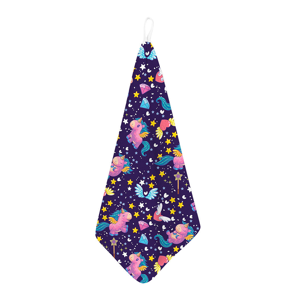 Cute Night Star Unicorn Pattern Print Hand Towel