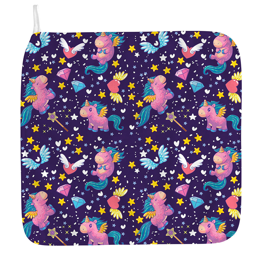 Cute Night Star Unicorn Pattern Print Hand Towel