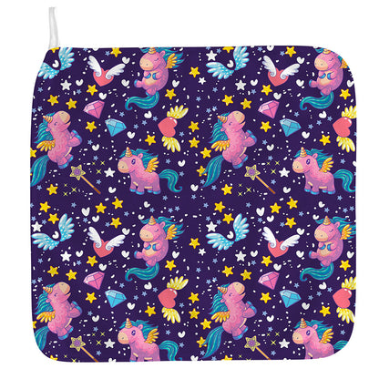Cute Night Star Unicorn Pattern Print Hand Towel