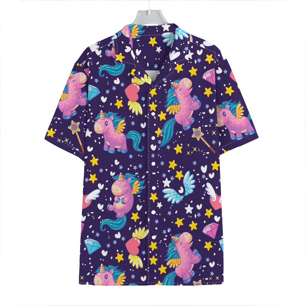 Cute Night Star Unicorn Pattern Print Hawaiian Shirt