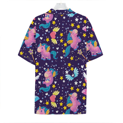 Cute Night Star Unicorn Pattern Print Hawaiian Shirt