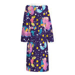 Cute Night Star Unicorn Pattern Print Hooded Bathrobe