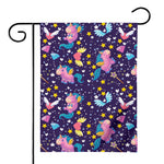 Cute Night Star Unicorn Pattern Print House Flag