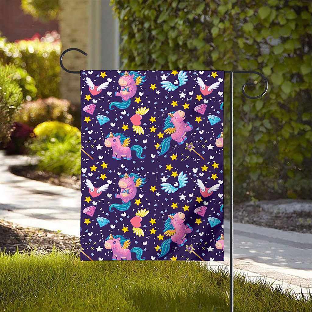 Cute Night Star Unicorn Pattern Print House Flag