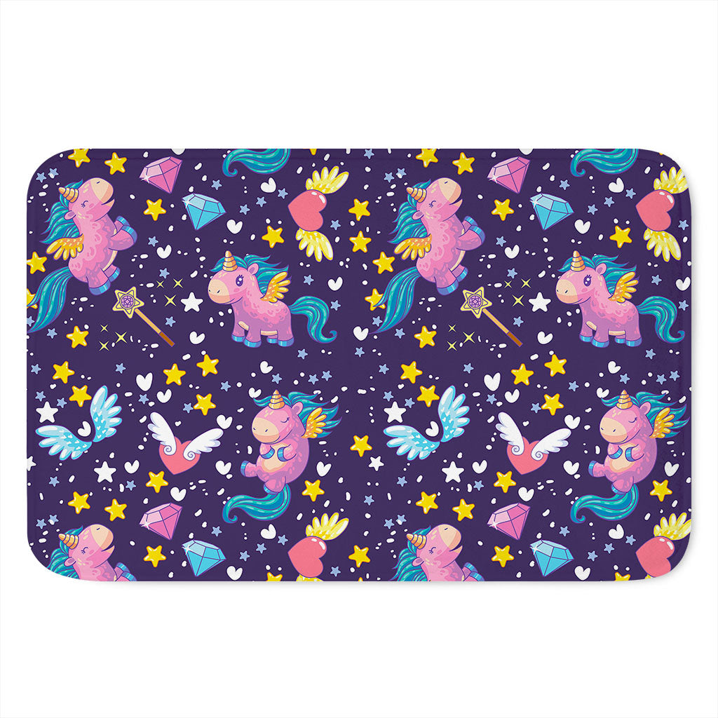 Cute Night Star Unicorn Pattern Print Indoor Door Mat