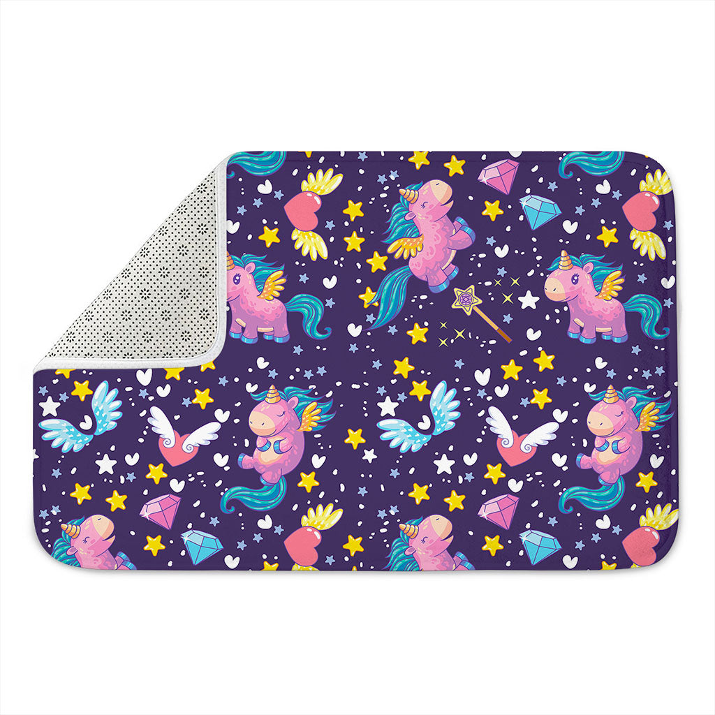 Cute Night Star Unicorn Pattern Print Indoor Door Mat