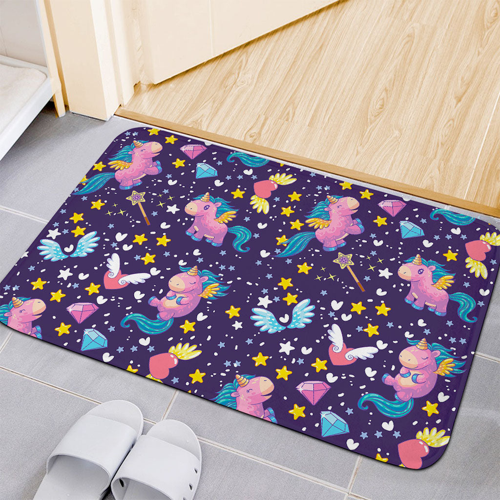 Cute Night Star Unicorn Pattern Print Indoor Door Mat