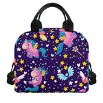 Cute Night Star Unicorn Pattern Print Insulated Lunch Bag