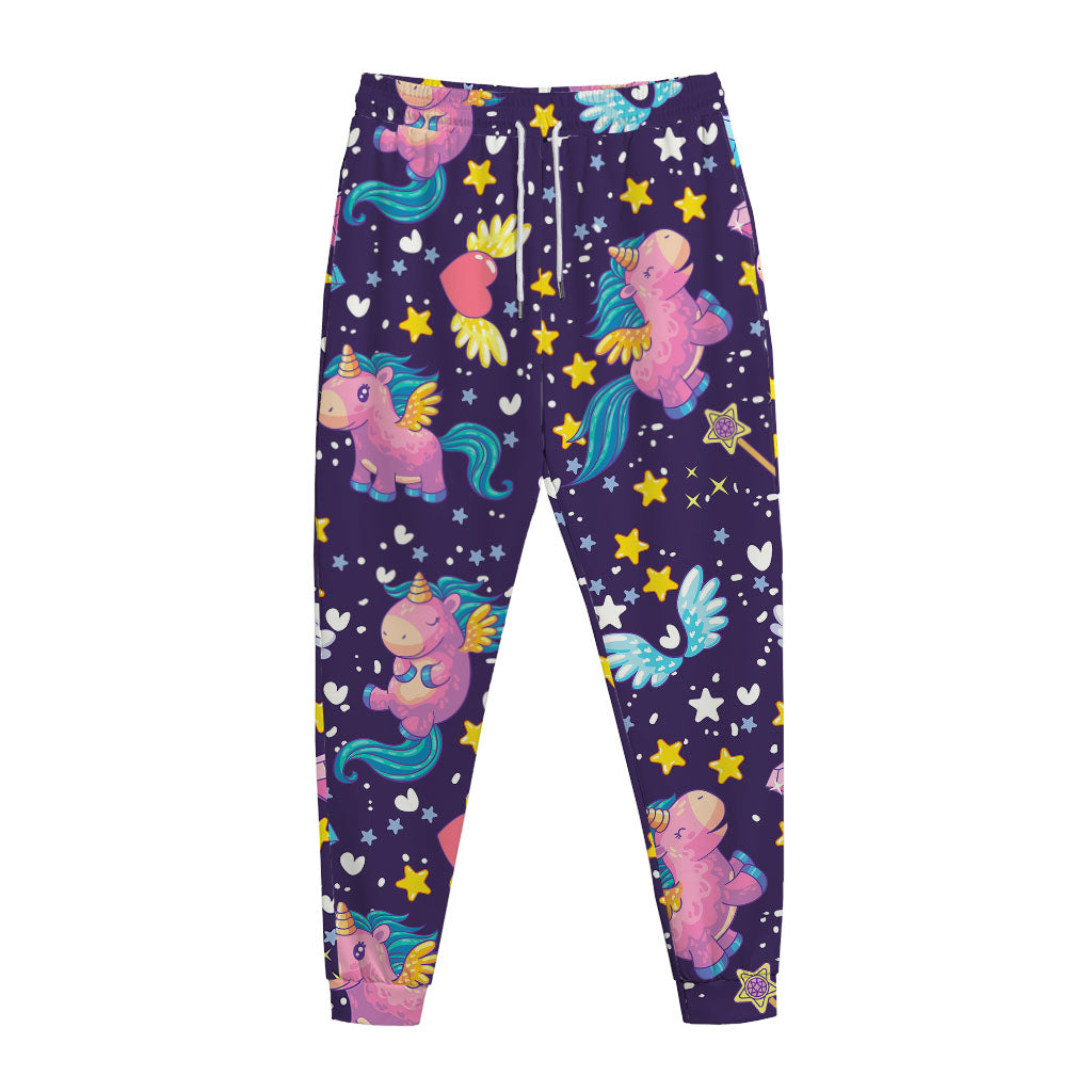 Cute Night Star Unicorn Pattern Print Jogger Pants