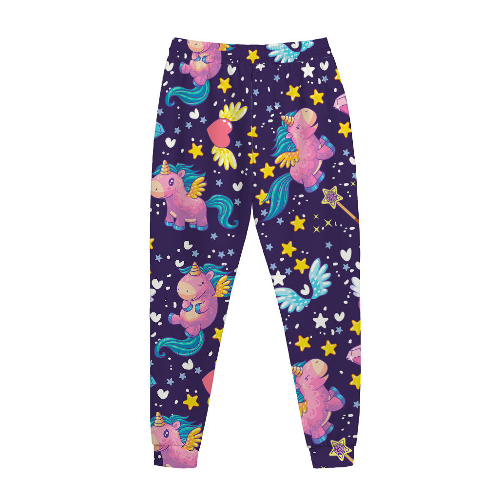 Cute Night Star Unicorn Pattern Print Jogger Pants