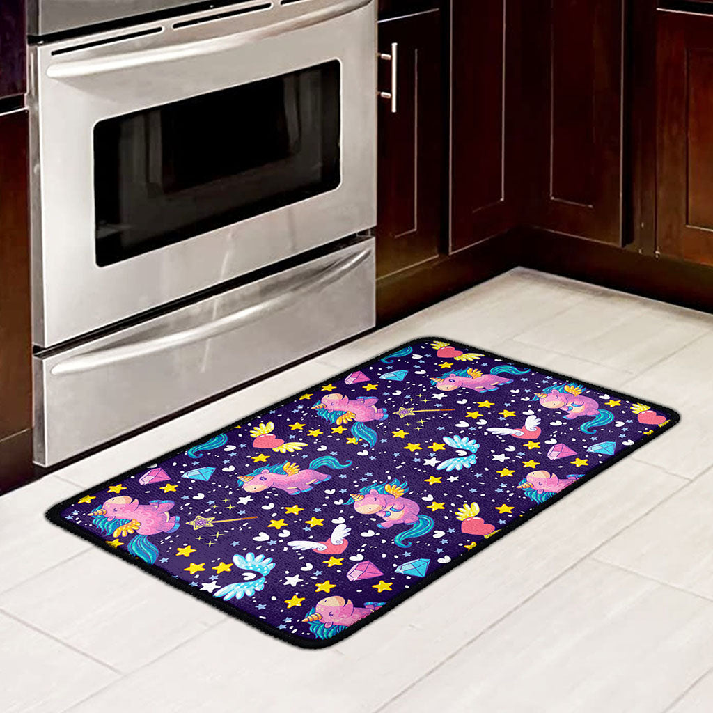Cute Night Star Unicorn Pattern Print Kitchen Mat