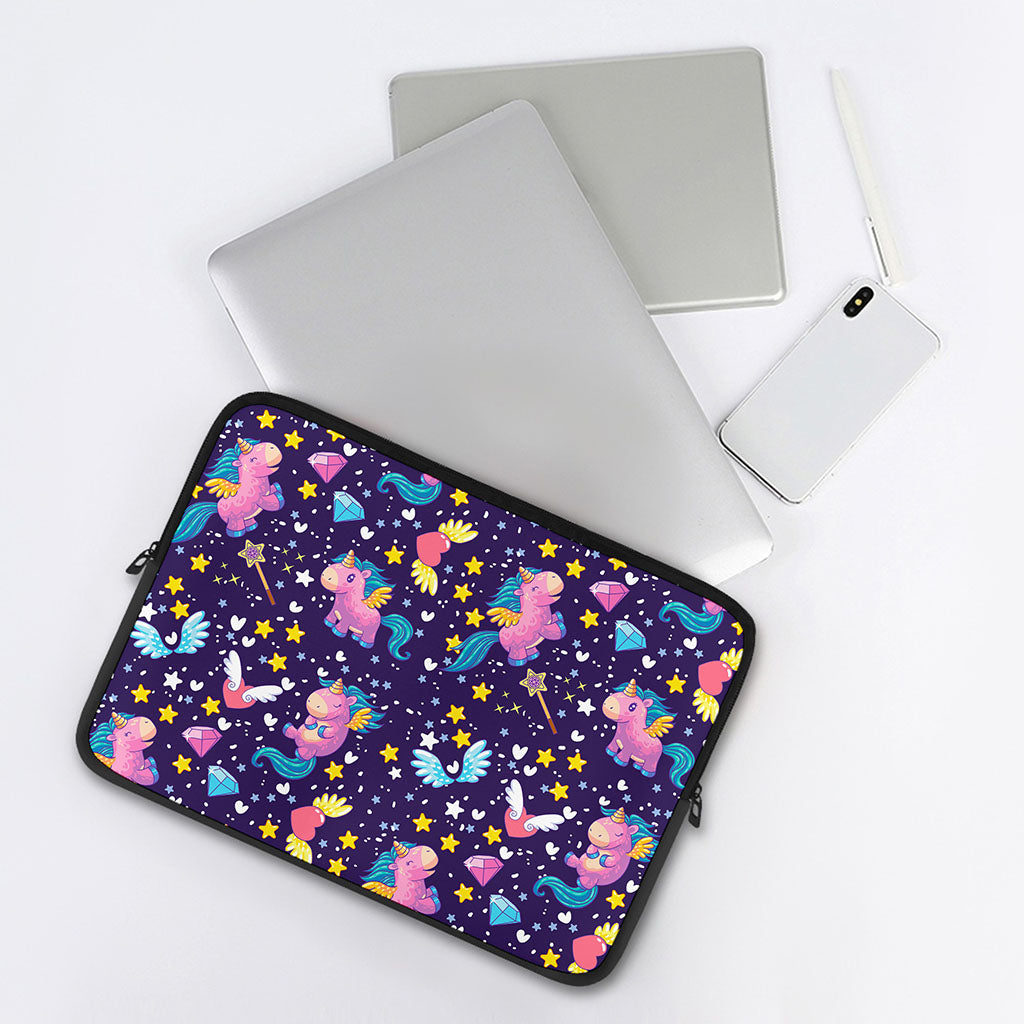 Cute Night Star Unicorn Pattern Print Laptop Sleeve