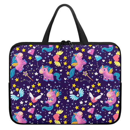 Cute Night Star Unicorn Pattern Print Laptop Sleeve With Handle