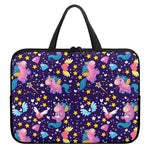 Cute Night Star Unicorn Pattern Print Laptop Sleeve With Handle