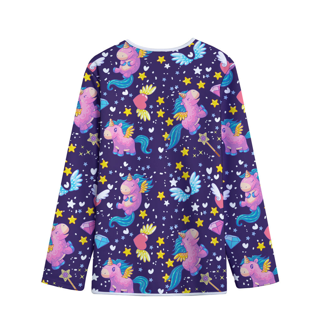 Cute Night Star Unicorn Pattern Print Long Sleeve Short Coat