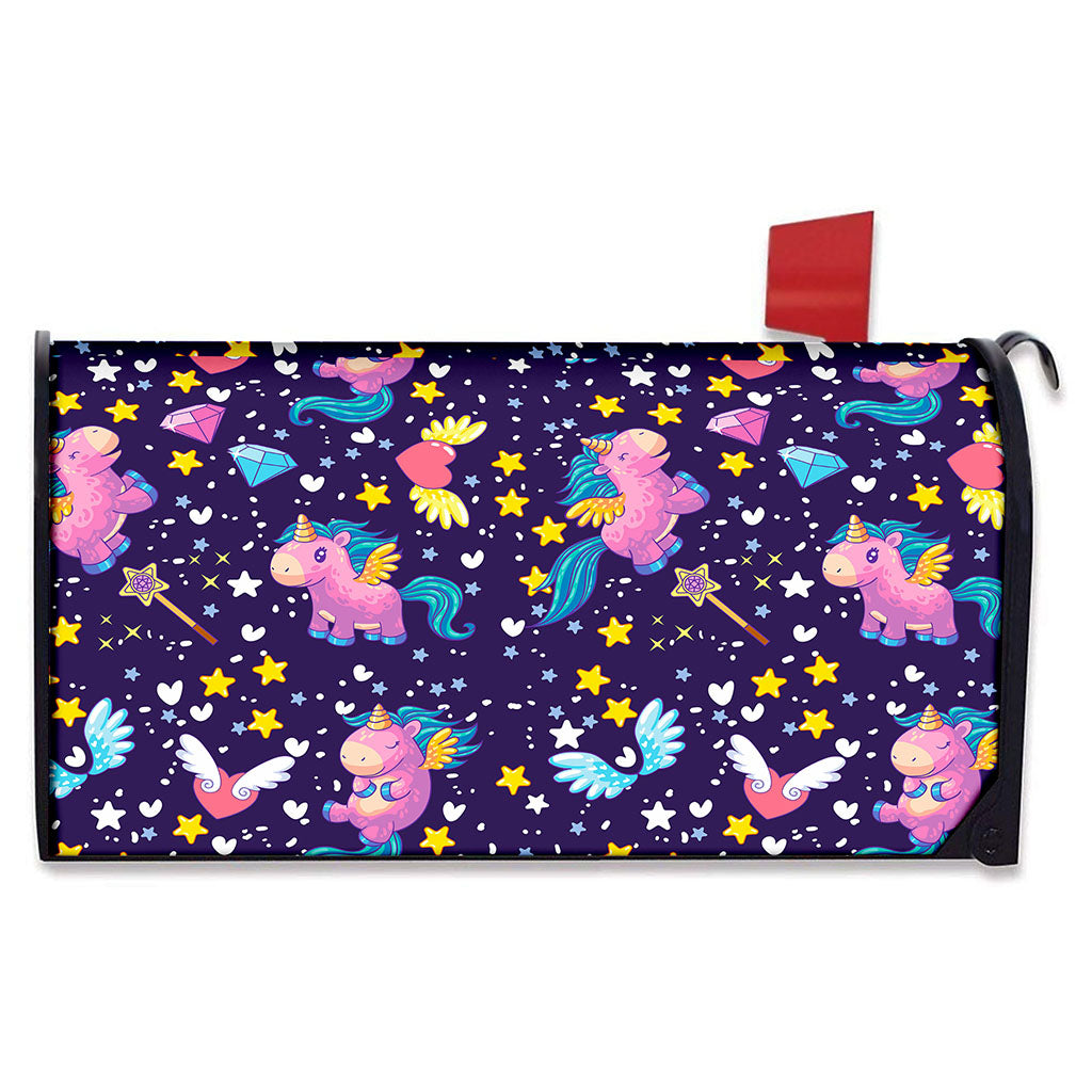 Cute Night Star Unicorn Pattern Print Mailbox Cover