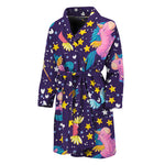 Cute Night Star Unicorn Pattern Print Men's Bathrobe