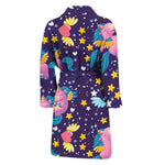 Cute Night Star Unicorn Pattern Print Men's Bathrobe