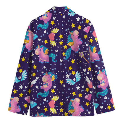Cute Night Star Unicorn Pattern Print Men's Blazer