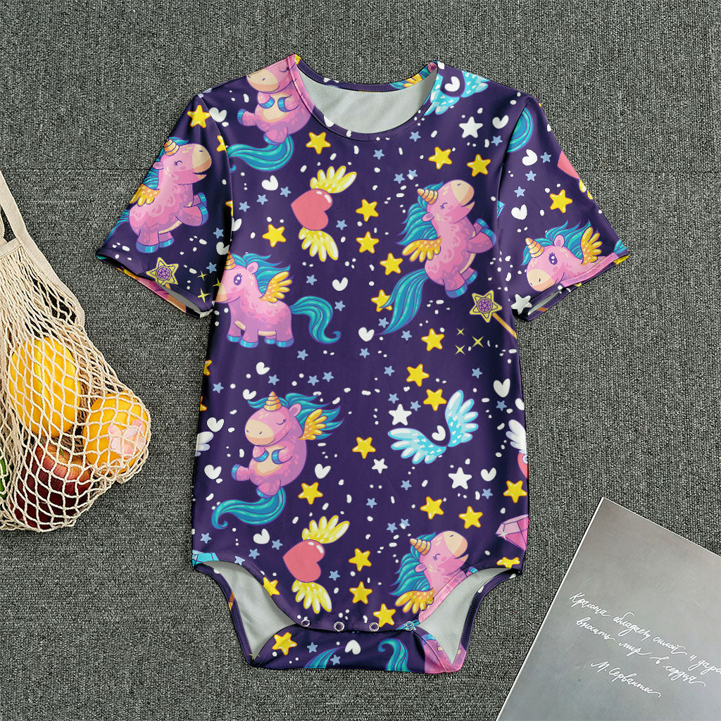 Cute Night Star Unicorn Pattern Print Men's Bodysuit