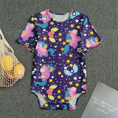 Cute Night Star Unicorn Pattern Print Men's Bodysuit